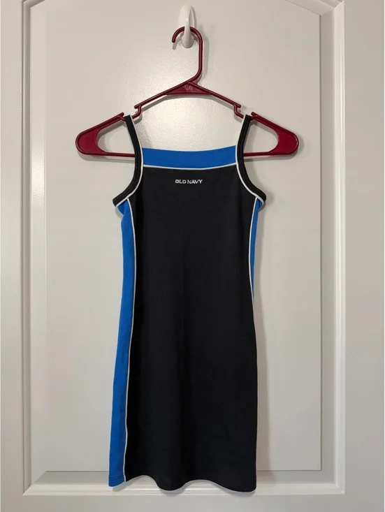 Old Navy Girls Preppy Sporty Knit Dress in Black and Blue, Size S (6-7)