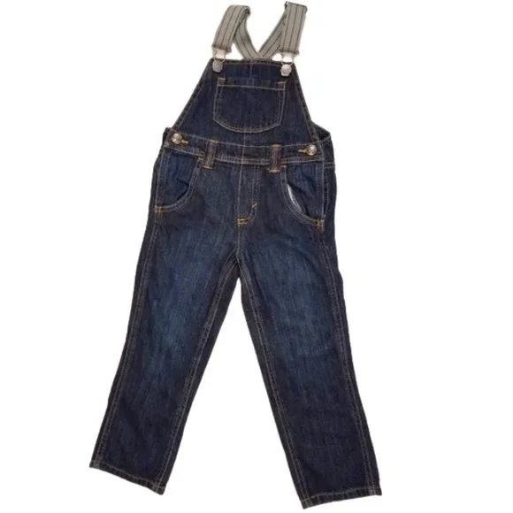 OLD NAVY Straight Droit Denim Blue Jean Bib Overalls Toddler Boys 3 T