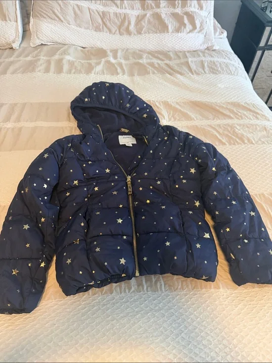 Old Navy Navy Puffer Jacket with Gold Star Print and Hood