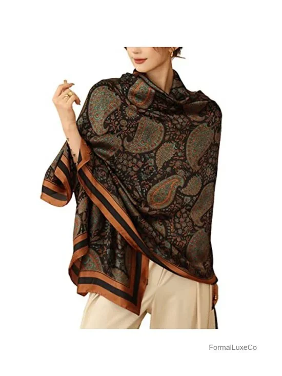 Silk Feeling Fashion Scarf Long Lightweight Shawl for Women