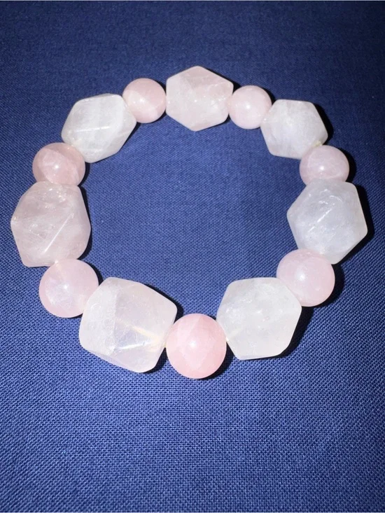 Rose Quartz and Clear Gemstone Stretch Bracelet - Women Jewelry