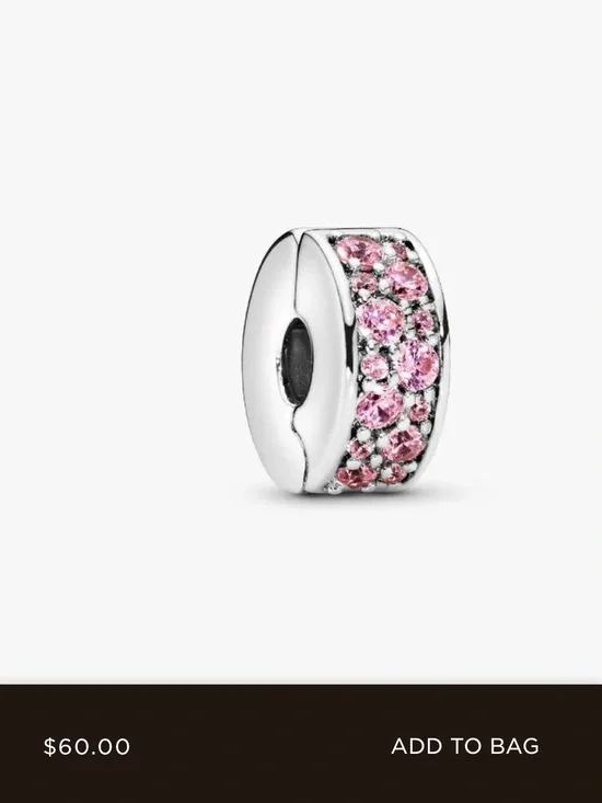 Pandora Sterling Silver Pink Pave Spacer Charm