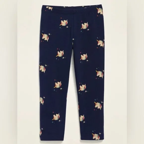 New Unicorn Printed Full-Length Leggings Pants Girls Old Navy Blue