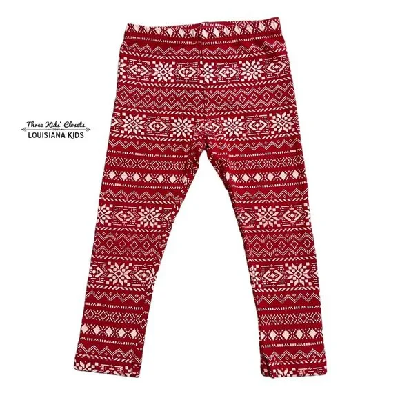 Old Navy 3T Red & White Fair Isle Leggings