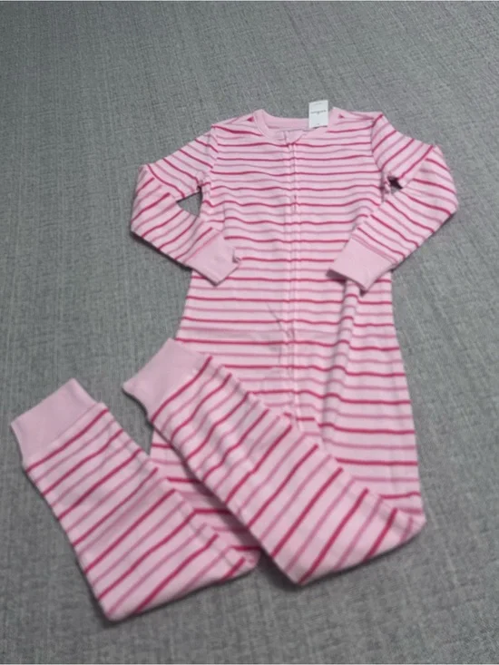 Old Navy Pink Striped Zip-Up Toddler One Piece Pajamas NWT. SIZE 4T