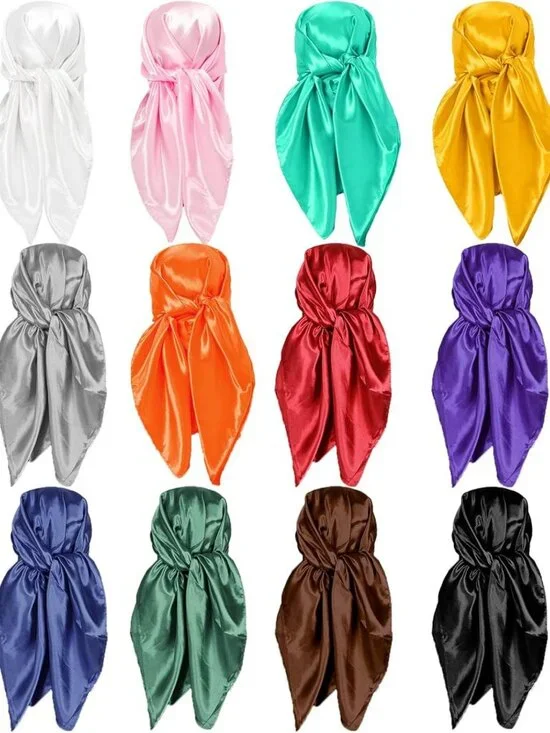 Large 35” Satin Head Scarf - Silk Feel Fashion Hair Wraps for Women & Girls