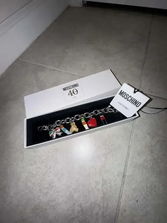 Moschino 40th Anniversary Couture Charm Bracelet with Multi-Color Enamel Charms