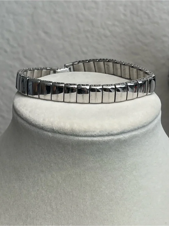 Vintage MONET Silver Tone Bracelet Mirror Square Chain Links 7”