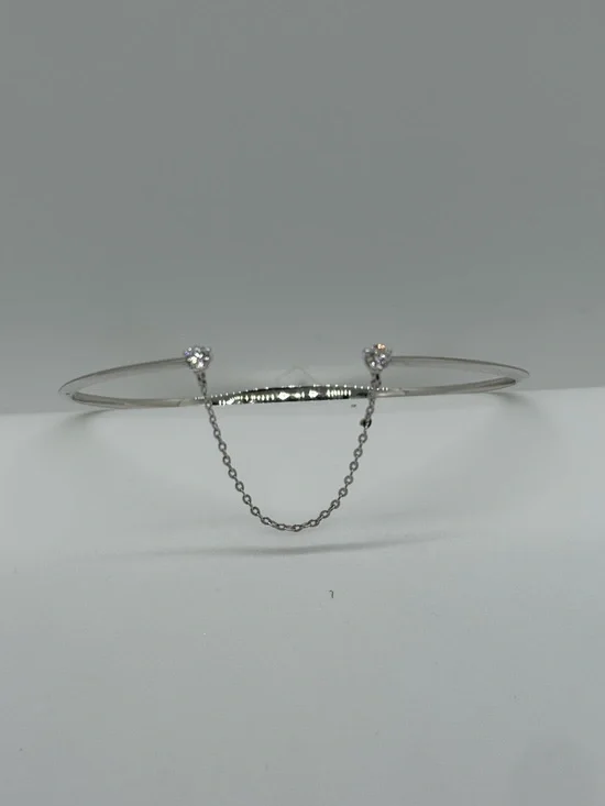 Nadri Silver Crystal Drop Chain Bracelet