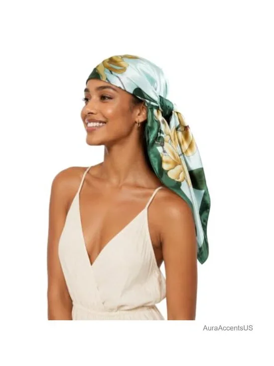 Square Silk Feel Head Scarf - 35in Large Hair Wrapping Accessory for Women