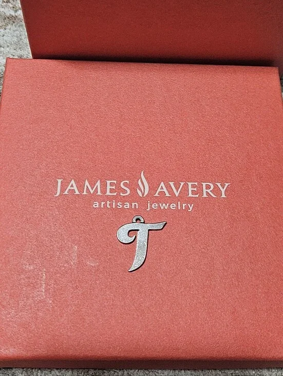 James Avery Large Sterling Silver Script Letter 'T' Charm