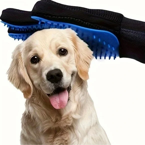 💞 New One Size Blue & Black Pet Grooming Glove for Cats & Puppy Dogs