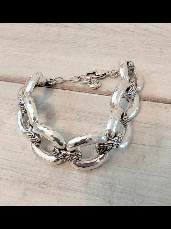 Brighton silver Interlok Woven hammered statement bracelet