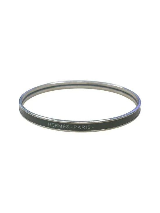 Hermes Uni Bracelet Enamel Bangle Black