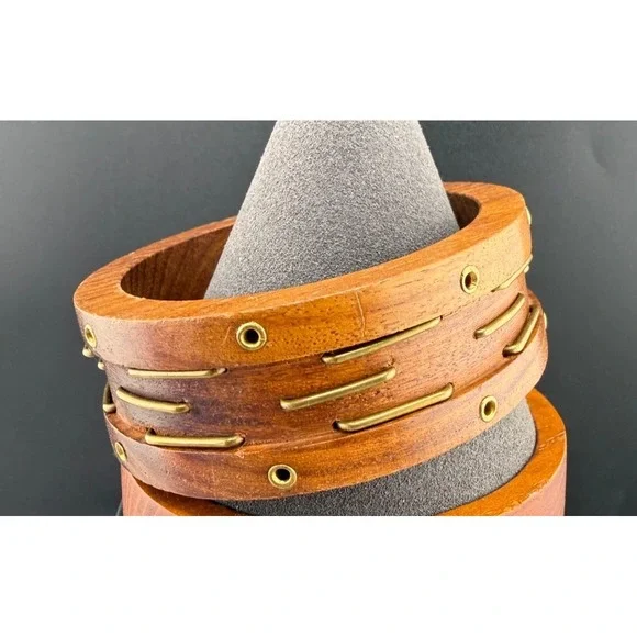 Vintage Wood Bangle Bracelet‎ 8.5