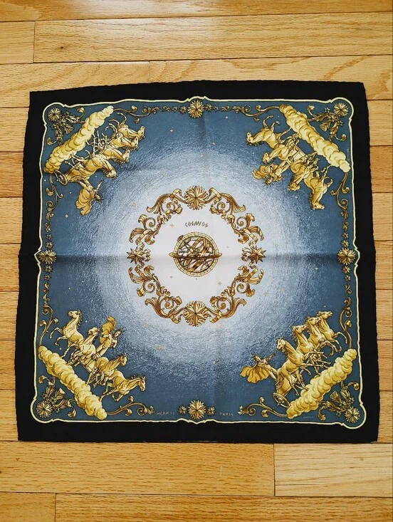 Hermes Cosmos Philippe Ledoux silk scarf 45cm w/COA