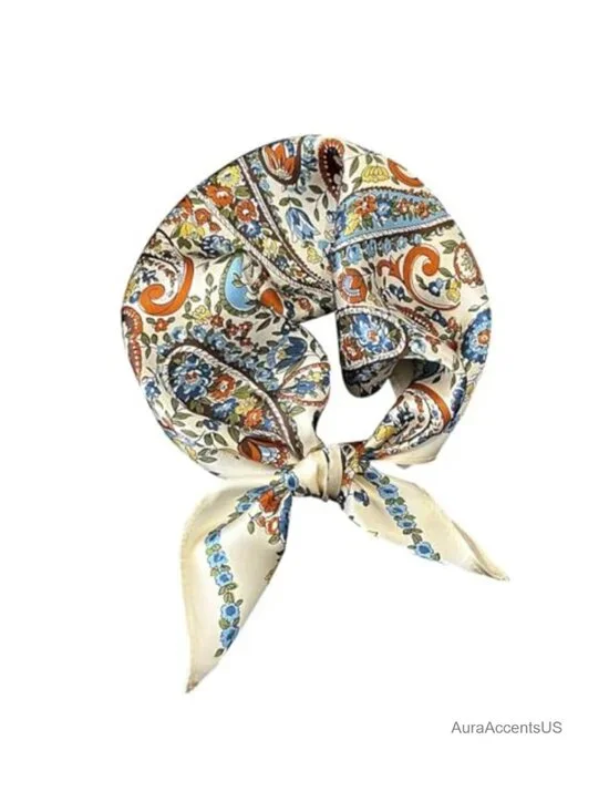 100% Mulberry Silk Lightweight Neck Scarf 21x21 Digital Print