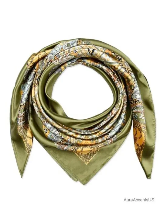 35x35 Satin Square Scarf, Silk-Feel Hair Wrap, Large Bandana, Neck Wrap &