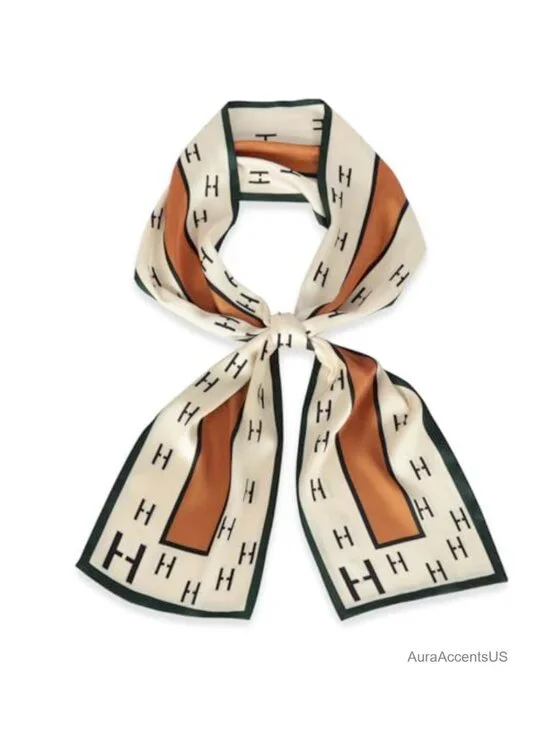 Silk Feel Satin Printed Scarf Head Wrap Hair Band 7x59 Inches