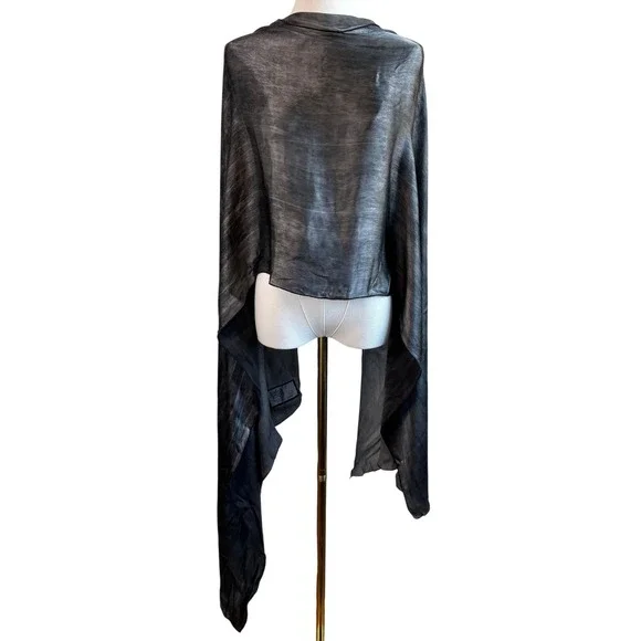 Annette Gortz Silk Viscose Metallic Wrap Scarf Gray Avant Garde OS