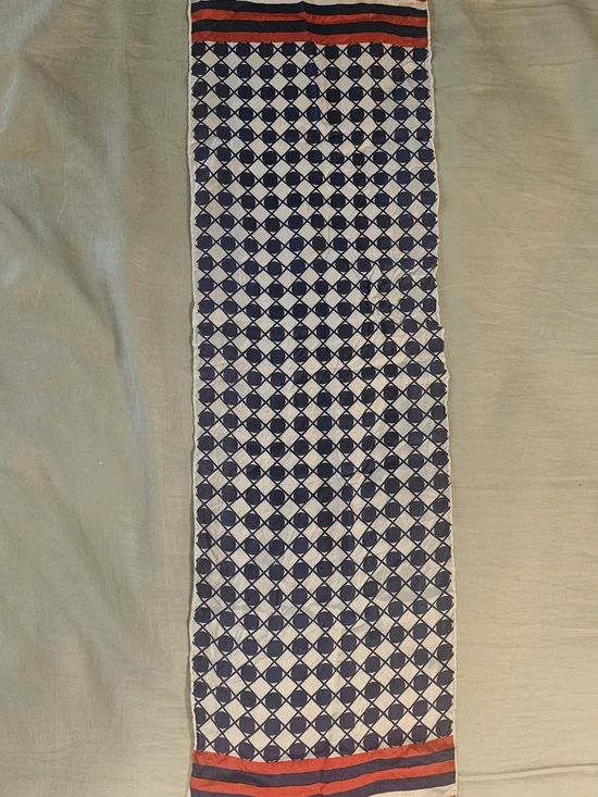 Vintage Glentex Pure Silk Oblong Scarf Hand Rolled Retro Geometric Made In Japan