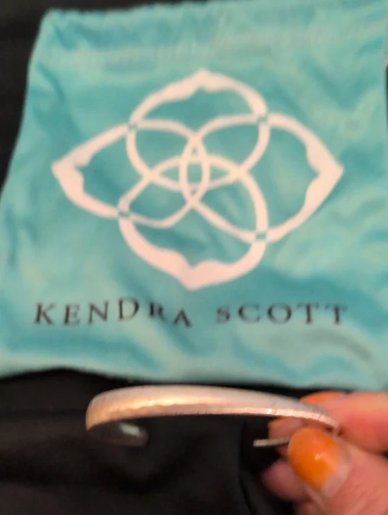 Kendra Scott Silver Tone Cuff Bracelet with Turquoise Pouch