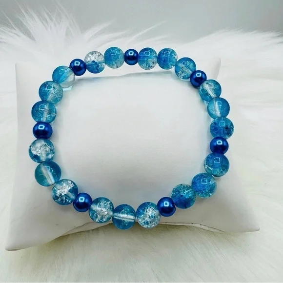 Gradient Glass Beaded Bracelet Style A Blue