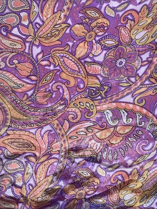 Vibrant Purple Paisley Floral Silk Scarf