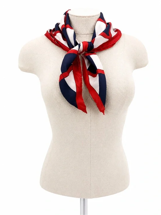 Echo Vintage Red Navy Square Scarf Retro Neck Hair Scarf Accessory Checker