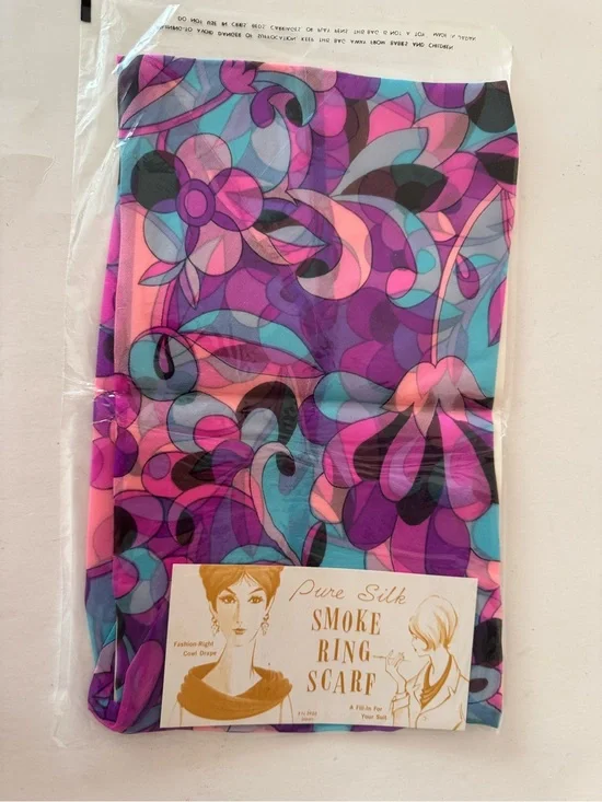 Pure Silk Smoke Ring Scarf - Multicolor Floral
