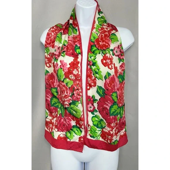 Vintage Rose 100% Silk Scarf Rectangle by Worthington Y2K‎ 52