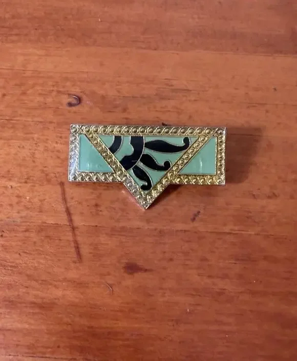 Art Deco Revival Enamel Bar Brooch Pierre Bex Style Vintage Bold Geometric