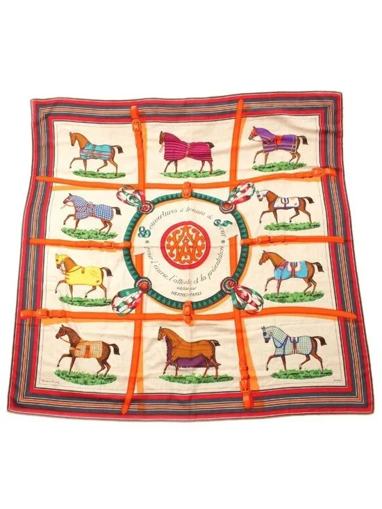 Hermes Carre Geant Couvertures Et Tenues de Jour Horsewear Cashmere Silk Scarf