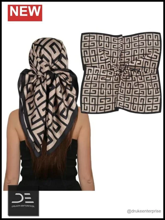 35 inch Fashion Headscarf Silk Satin Scarf for Hair Wrapping Night Bandana