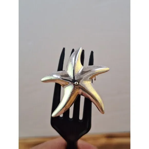 Vintage Silver‎ Tone Starfish Pin/Pendant 1.5