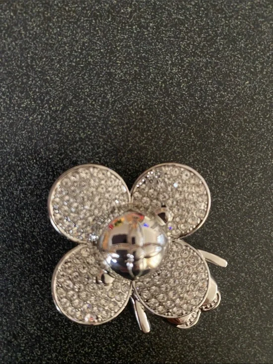 Fashion Jewelry Silver Crystal Four-Petal Flower Brooch