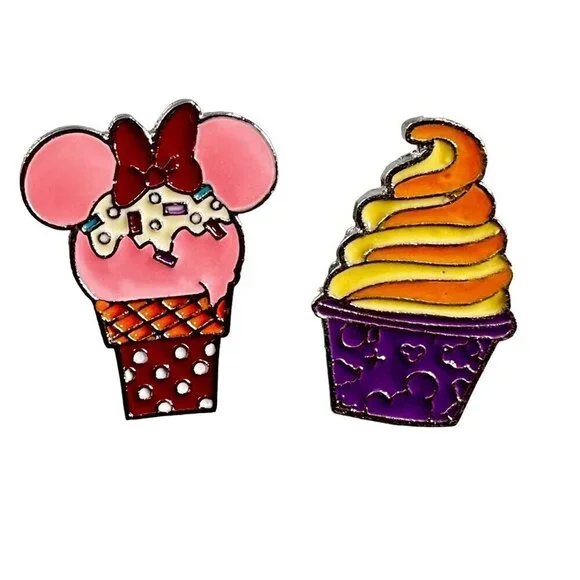 Minnie Mouse Ice Cream Lapel Pin Soft Serve Cup Accessories Jewelry Brooch Pin