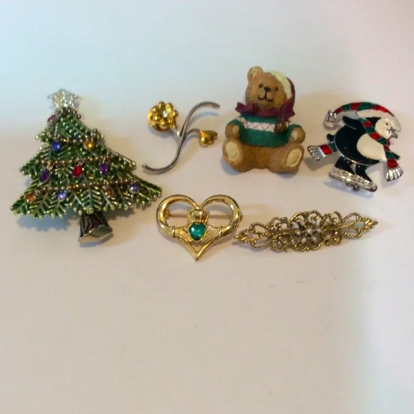 Lot of 6 Vintage Brooch Pins