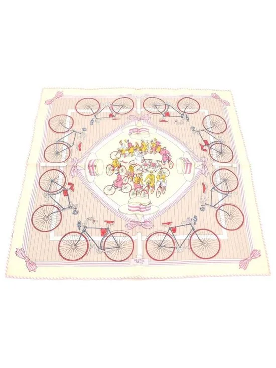 Hermes Petit Carre les Becanes Silk Scarf Ivory