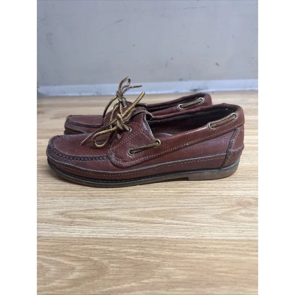 Vintage Orvis Gokey Handmade Leather Boat Shoes Moc Toe Men US 10D