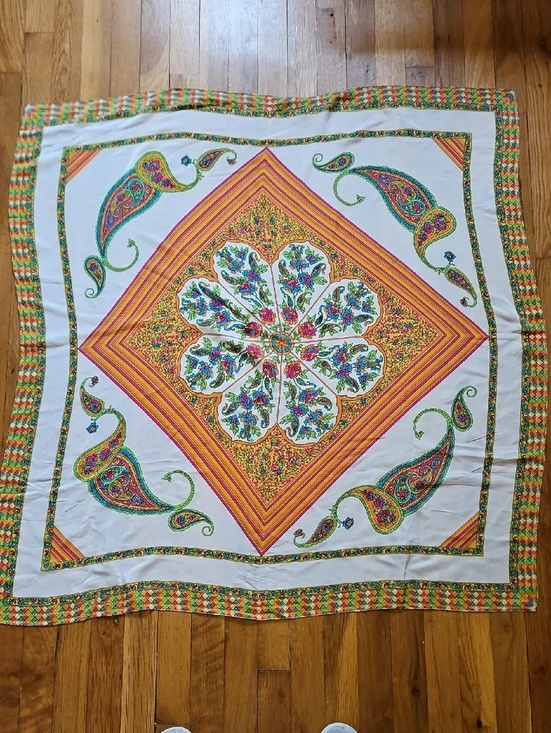 NWOT Vibrant Multicolor Paisley Silk WRAP Scarf