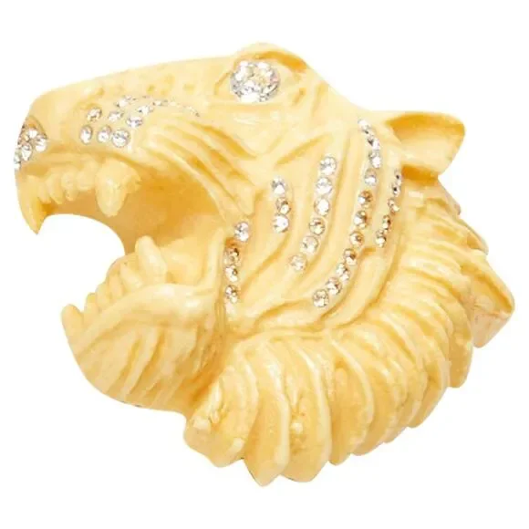 Gucci Crystal Tiger Head Pin Brooch