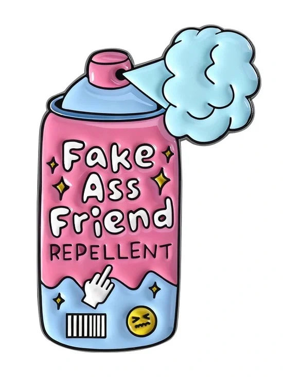 Fake Ass Friend Repellent Spray Can Enamel Pin – Funny Sarcastic Lapel Pin.