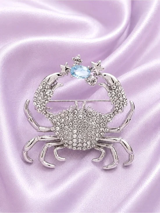 Crystal Crab Blue Gem Brooch