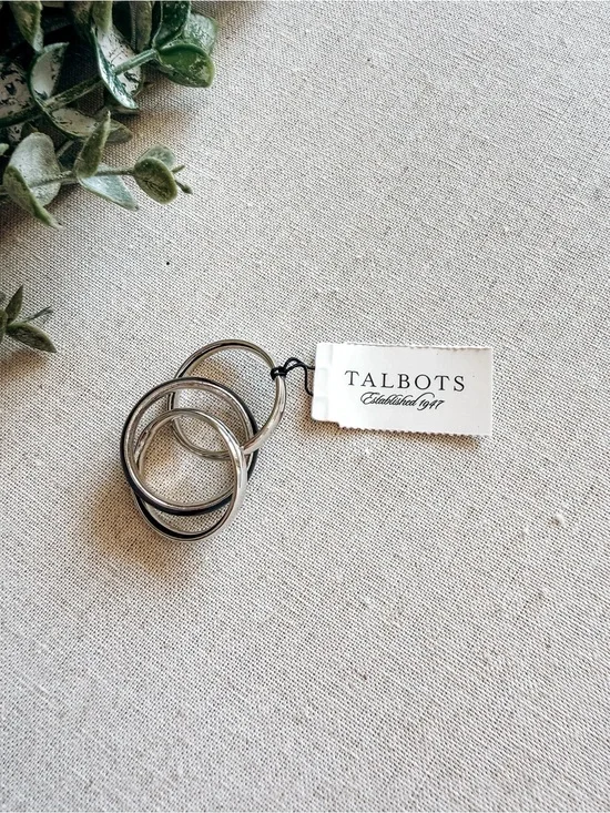Talbots Black Scarf Ring Set Silver Tone 4-Piece Accessory NWT