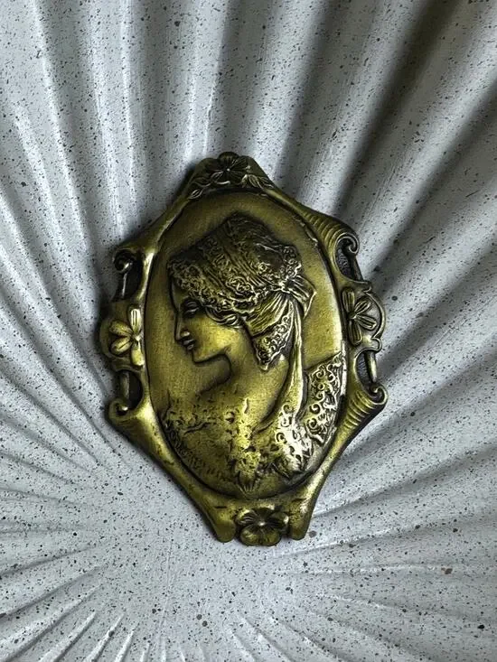 BOGO FREE Cameo Brooch brass large