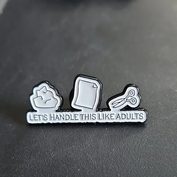 Funny Rock Paper Scissors Enamel Pin
