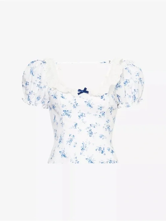 REFORMATION Alice Floral Linen Top 4