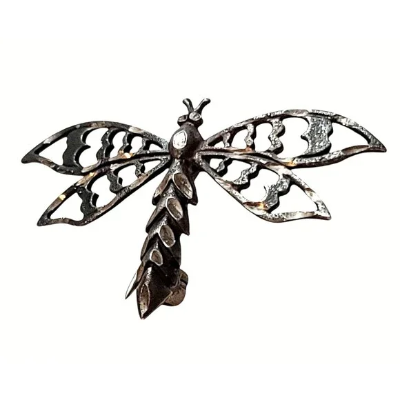 Vintage Metal Shine Dragonfly Brooch Pin Cute Bug Wings