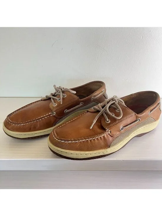 Sperry Topsider Mens 9.5W Billfish 3 Eye Boat Loafers Leather Shoes Preppy